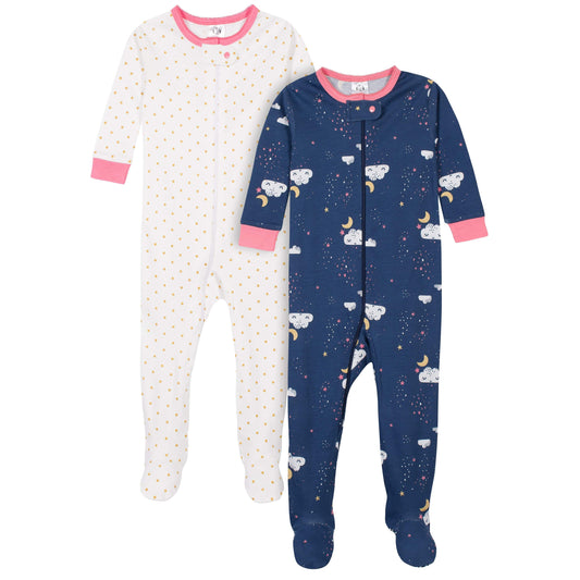 2-Pack Baby & Toddler Girls Dreams Snug Fit Footed Cotton Pajamas