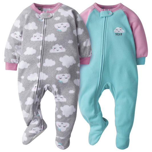 2-Pack Baby & Toddler Girls Dreaming Fleece Pajamas